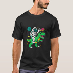 Space Explorer Riding a Dinosaur in Outer Space   T-Shirt