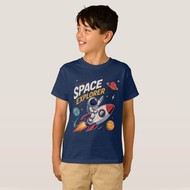 Space Explorer Rocket Adventure T-Shirt (Front Full)