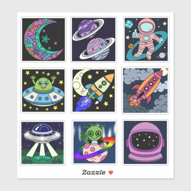 Space Explorers Kids Sticker Sheet (Sheet)