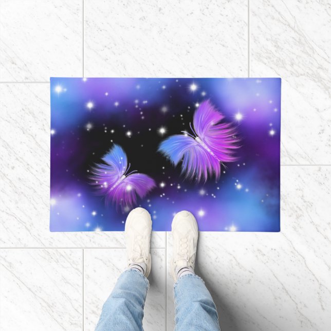 Space Fantasy Butterflies Cosmic Doormat (Indoor)