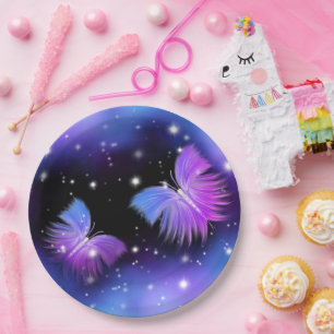 Space Fantasy Butterflies Cosmic Paper Plate