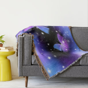 Space Fantasy Butterflies Cosmic Throw Blanket