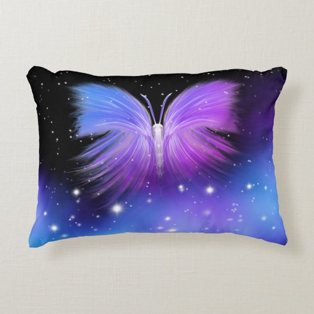 Space Fantasy Butterfly Cosmic Decorative Cushion (Front)