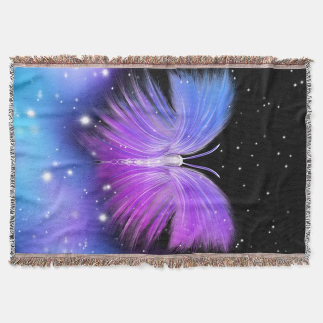 Space Fantasy Butterfly Cosmic Throw Blanket (Front)