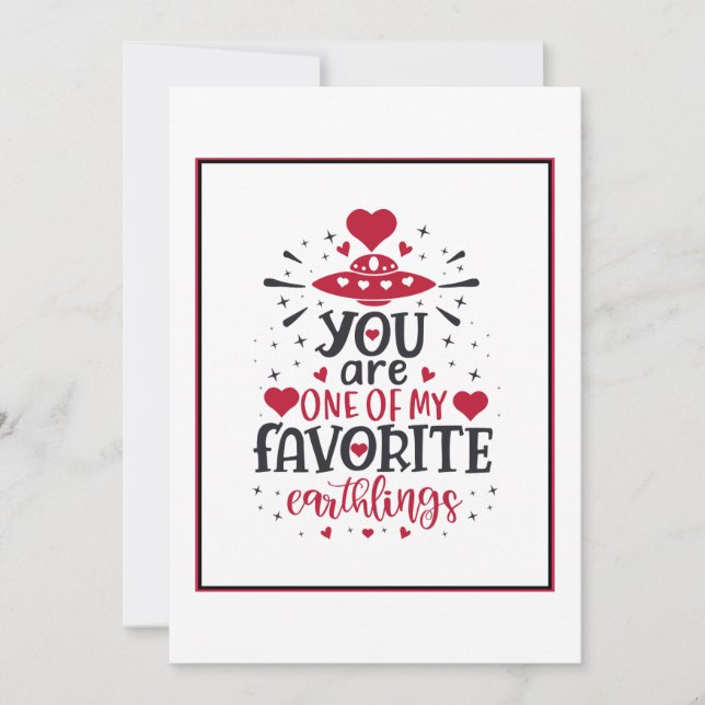 Space Favourite Human Fun Heart Valentine Greeting Holiday Card (Front)