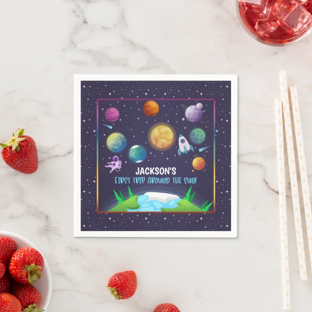 Space First Birthday Napkin - First Trip (Insitu)