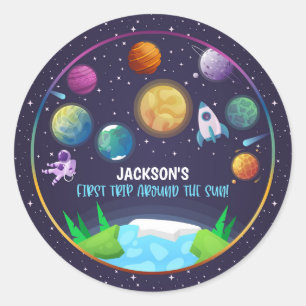 Space First Birthday Sticker - First Trip