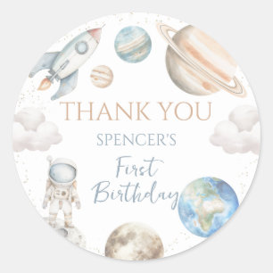 Space First Trip Around Sun Boy 1st Birthday Classic Round Sticker