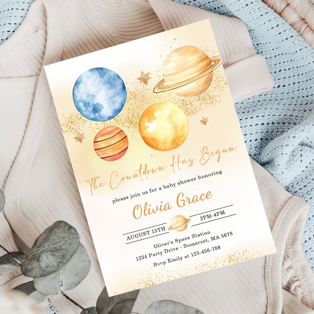 Space First Trip Around The Sun Baby Shower Invitation (Creator Uploaded)