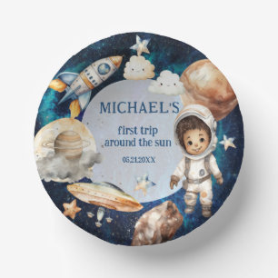 Space First Trip Around The Sun Birthday Party  Paper Plate