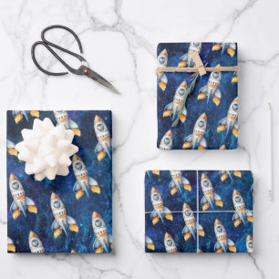 Space First Trip Around The Sun Birthday Wrapping Paper Sheet