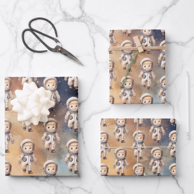 Space First Trip Around The Sun Birthday Wrapping Wrapping Paper Sheet (Front)