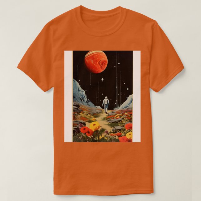 Space Flower Field Vintage Art T-Shirt (Design Front)