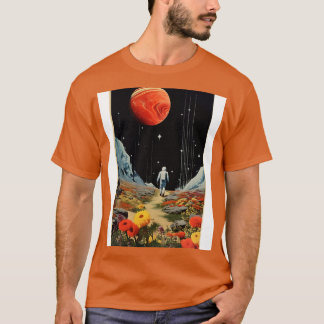 Space Flower Field Vintage Art T-Shirt