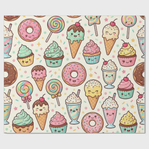 Space Food Doughnut Ice Cream Party Wrapping Paper