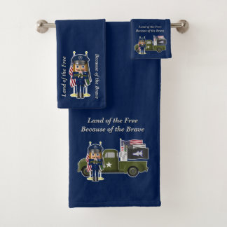 Space Force Nutcracker with Little Military Truck Bath Towel Set