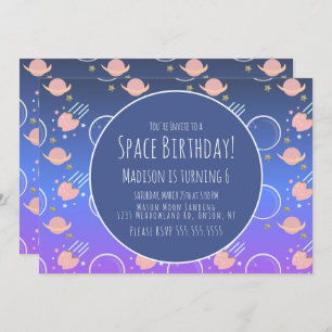 Space Galaxy Asteroid Birthday Invitation