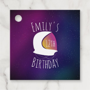 Space Galaxy Astronaut Purple Ombre Birthday Party Favour Tags