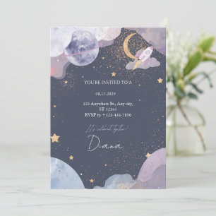 Space Galaxy Birthday Invitation