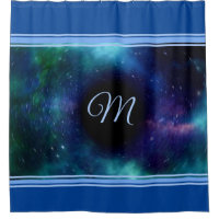 Space Galaxy Black Hole Blue Trim Monogram