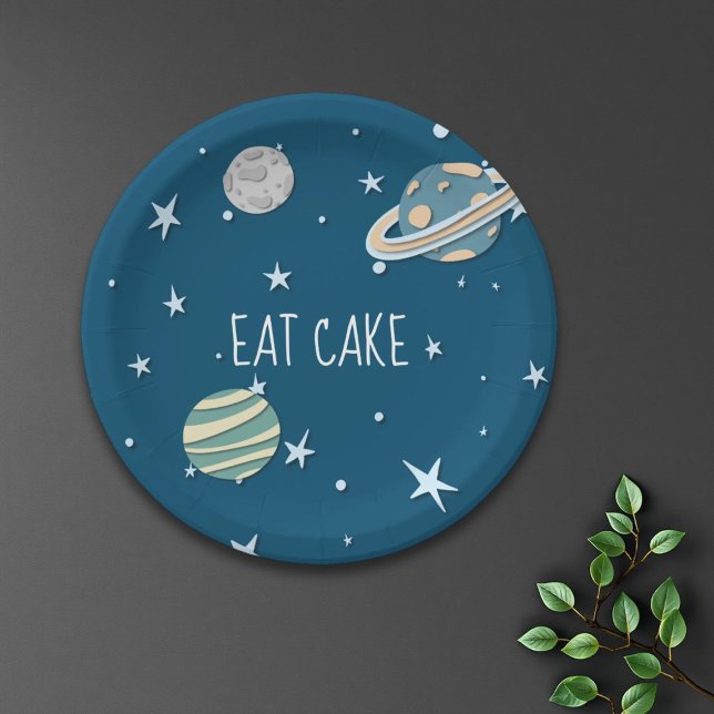Space Galaxy Boy Birthday Paper Plate (Creator Uploaded)