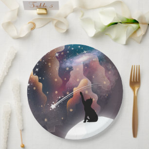Space Galaxy Cat Paper Plate