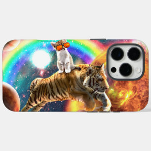 Space Galaxy Cat Riding Tiger on Pizza             iPhone 16 Pro Max Case