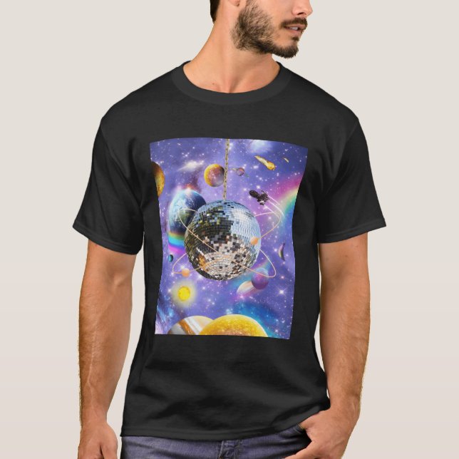 Space Galaxy Disco Ball T-Shirt (Front)
