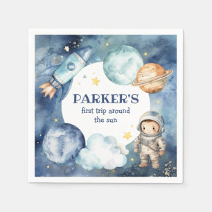 Space Galaxy First Trip Around the Sun Birthday Napkin