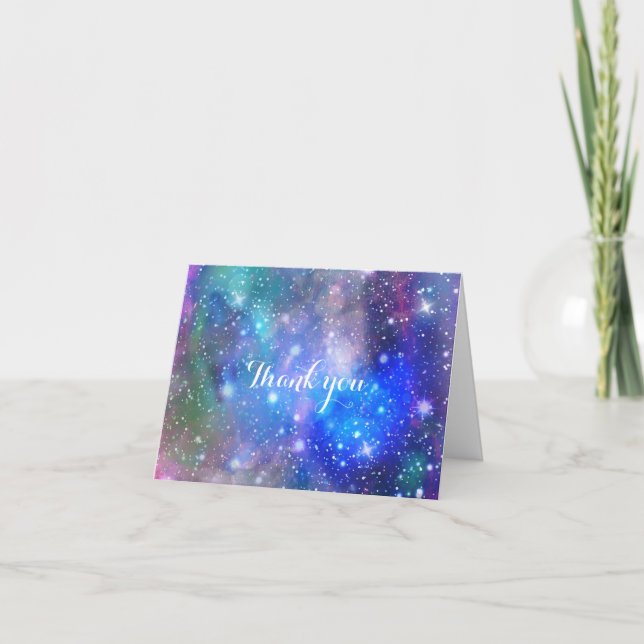 Space Galaxy Fold Invitation Thank You Card (Front)