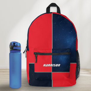 Space Galaxy Geometric Red Navy Blue Personalized Printed Backpack