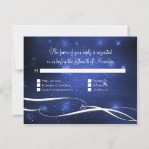 Space Galaxy Infinity Sign Navy Blue Wedding RSVP Card