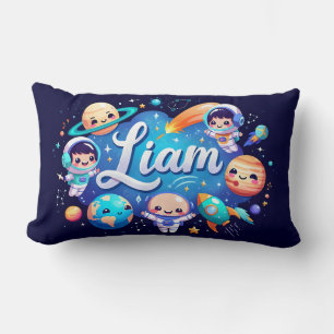 Space Galaxy Liam Personalised Throw Pillow