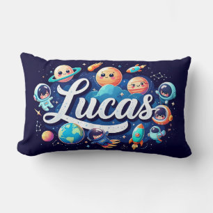 Space Galaxy Lucas Personalised Throw Pillow