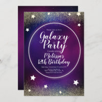 Space Galaxy Nebula Glitter Moon Birthday Purple