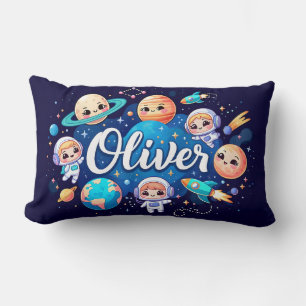 Space Galaxy Oliver Personalised Throw Pillow