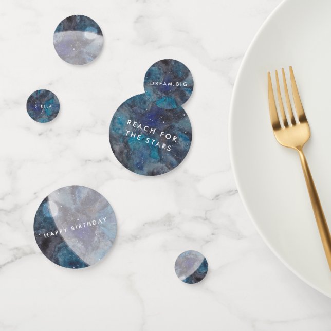 Space Galaxy Party Watercolor Personalised Confetti (Group)