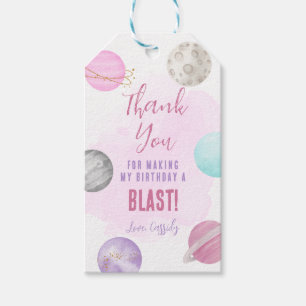 Space Galaxy Planets Thank you Birthday Favour Tag