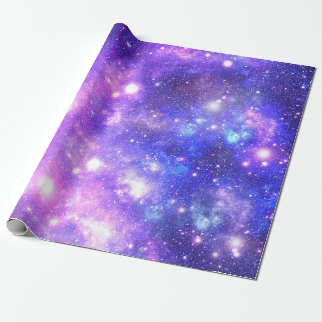 Space Galaxy Purple Wrapping Paper (Unrolled)