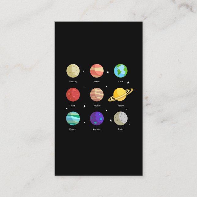 Space Galaxy Solar Planets Venus Mars Jupiter Uran Business Card (Front)