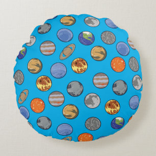 Space Galaxy Solar System Round Cushion