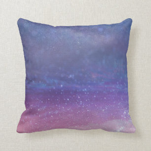 Space galaxy stars purple magical throw pillow