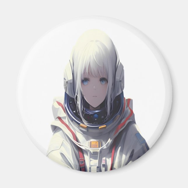 Space Girl Art Print – Cosmic Adventure Magnet (Front)