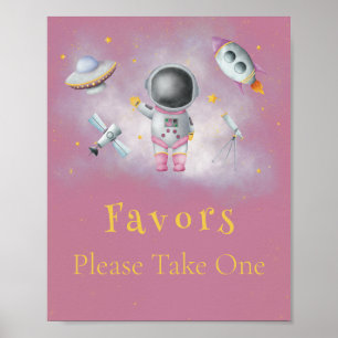 Space girl Astronaut pink rockets stars Favors Pos Poster