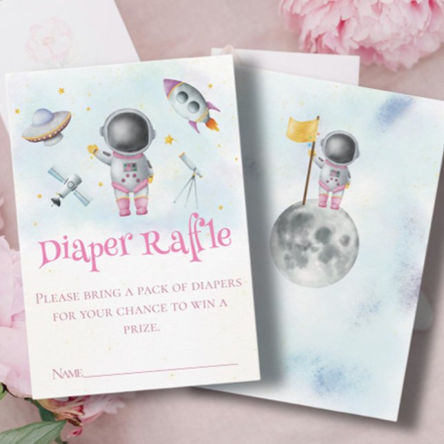 Space girl Astronaut rockets ufo star Baby Shower Enclosure Card (Creator Uploaded)