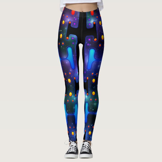 Space Girl Mechanical Android Futuristic Robot Leggings (Front)