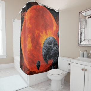 Space Graveyard Skull Halloween Galaxy of Horrors Shower Curtain