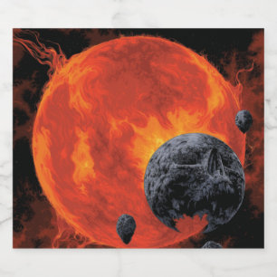 Space Graveyard Skull Halloween Galaxy of Horrors Sparkling Wine Label