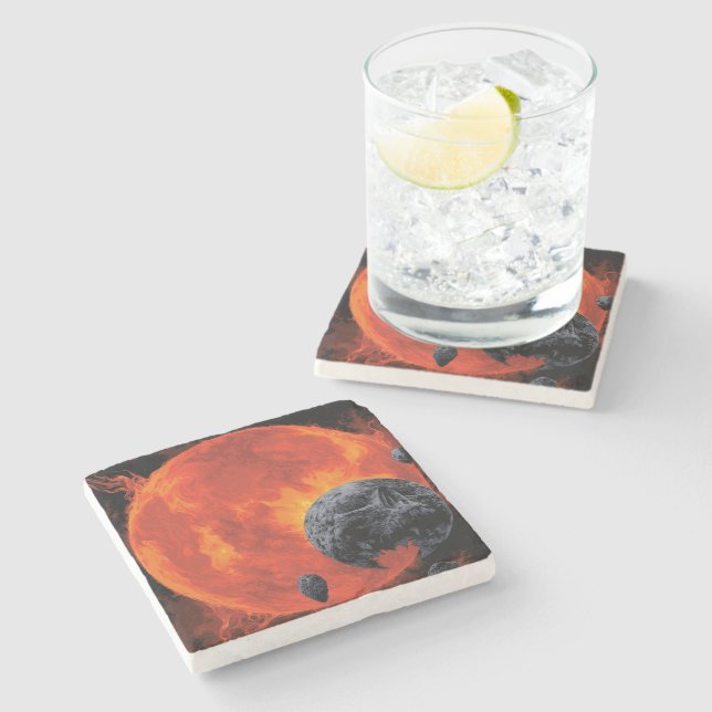 Space Graveyard Skull Halloween Galaxy of Horrors Stone Coaster (Side)