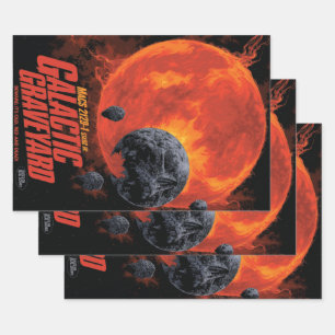 Space Graveyard Skull Halloween Galaxy of Horrors Wrapping Paper Sheet